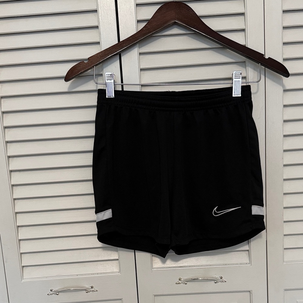 Nike Women's Black Athletic Shorts with White Accents
